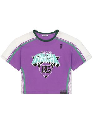 Dolce & Gabbana Kids logo-print crew-neck T-shirt - Purple