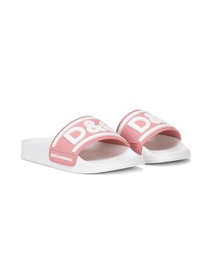 Dolce & Gabbana Kids logo-print detail sandals - 8B405 BIANCO/ROSA