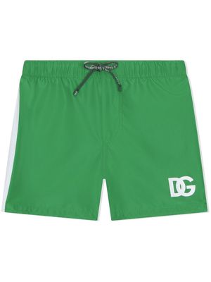 Dolce & Gabbana Kids logo-print drawstring print shorts - Green