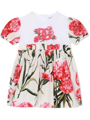 Dolce & Gabbana Kids logo-print floral dress - White