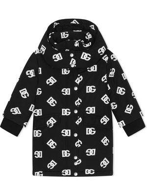 Dolce & Gabbana Kids logo-print hooded coat - Black