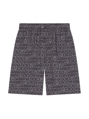 Dolce & Gabbana Kids logo-print knee-length shorts - Grey