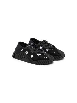 Dolce & Gabbana Kids logo-print lace-up sneakers - Black