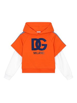 Dolce & Gabbana Kids logo-print layered hoodie - Orange