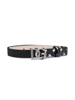 Dolce & Gabbana Kids logo-print leather belt - Black