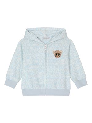 Dolce & Gabbana Kids logo-print patch-detail hoodie - Blue