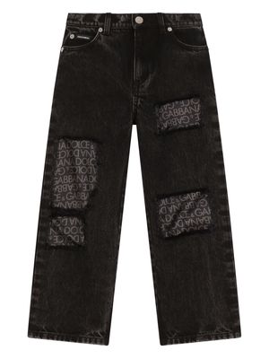 Dolce & Gabbana Kids logo-print patchwork jeans - Black
