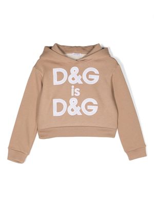 Dolce & Gabbana Kids logo-print rhinestone-embellished hoodie - Neutrals