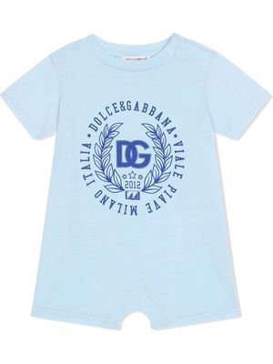 DOLCE & GABBANA KIDS logo-print short-sleeve romper - Blue