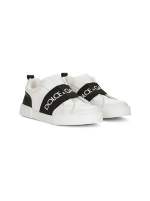 Dolce & Gabbana Kids logo-print strap sneakers - White