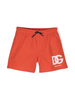 Dolce & Gabbana Kids logo-print swim shorts - Orange