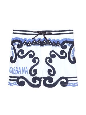 Dolce & Gabbana Kids logo-print swim shorts - White