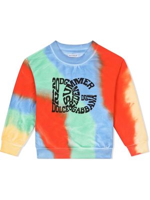 Dolce & Gabbana Kids logo-print tie-dye sweatshirt - Blue