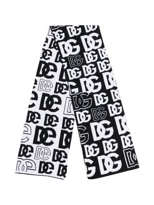 Dolce & Gabbana Kids logo-print virgin wool scarf - Black