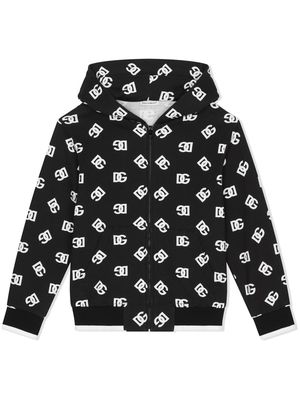 Dolce & Gabbana Kids logo-print zip-up hoodie - Black