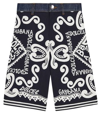 Dolce & Gabbana Kids Logo printed cotton-blend Bermuda shorts