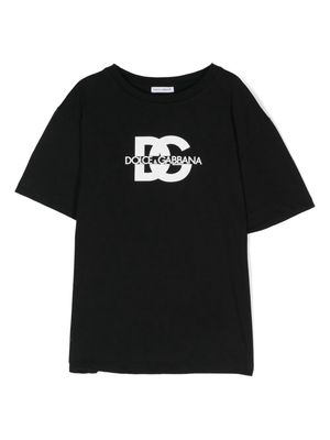 Dolce & Gabbana Kids logo-stamp cotton T-shirt - Black