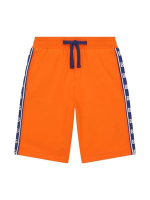 Dolce & Gabbana Kids logo-stripe cotton shorts - Orange
