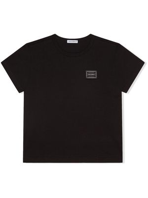 Dolce & Gabbana Kids logo-tag cotton T-shirt - Black