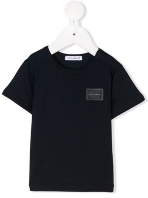 Dolce & Gabbana Kids logo-tag cotton T-shirt - Blue