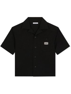 Dolce & Gabbana Kids logo-tag poplin shirt - Black