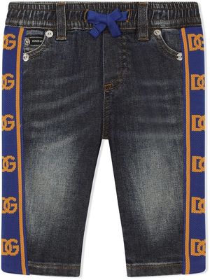 Dolce & Gabbana Kids logo-tape drawstring jeans - Grey
