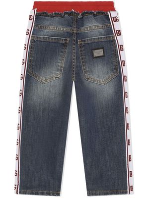Dolce & Gabbana Kids logo-tape straight-leg jeans - Blue