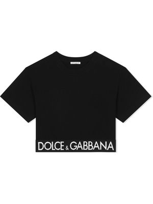 Dolce & Gabbana Kids logo-underband cotton T-shirt - Black