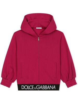 Dolce & Gabbana Kids logo-underband hooded jacket - Red