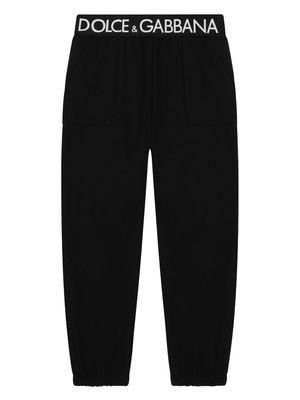 Dolce & Gabbana Kids logo-waistband cotton joggings - Black