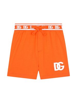 Dolce & Gabbana Kids logo-waistband cotton shorts - Orange