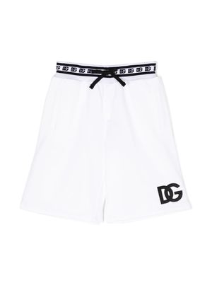 Dolce & Gabbana Kids logo-waistband cotton shorts - White