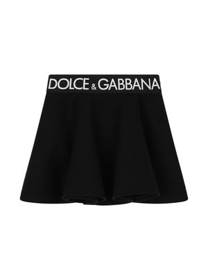 Dolce & Gabbana Kids logo-waistband cotton skirt - Black