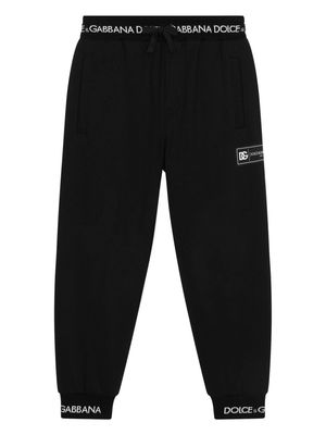 Dolce & Gabbana Kids logo-waistband cotton track pants - Black