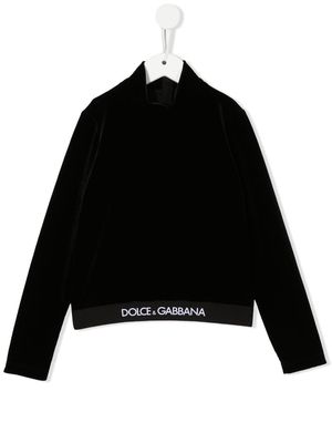 Dolce & Gabbana Kids logo-waistband detail jumper - Black