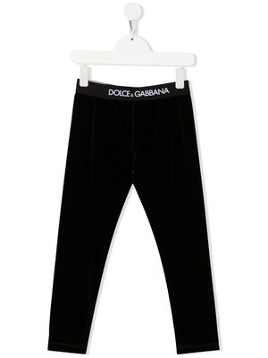 Dolce & Gabbana Kids logo-waistband detail leggings - Black