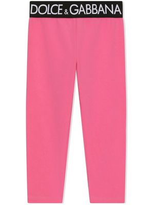 Dolce & Gabbana Kids logo-waistband leggings - Pink