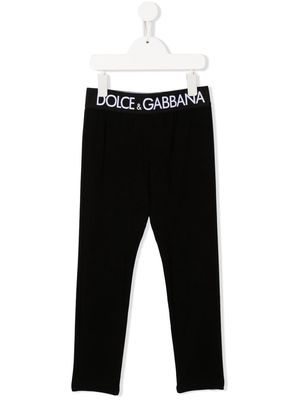 Dolce & Gabbana Kids logo waistband mid-rise leggings - Black