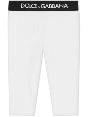 Dolce & Gabbana Kids logo-waistband stretch-cotton leggings - White