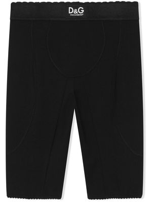 Dolce & Gabbana Kids logo-waistband stretch leggings - Black