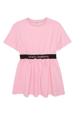Dolce & Gabbana Kids' Logo Waistband T-Shirt Dress in Pink