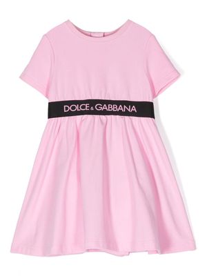 Dolce & Gabbana Kids logo-waistband T-shirt dress - Pink