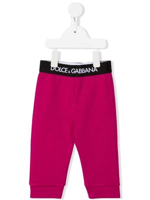 Dolce & Gabbana Kids logo-waistband trousers - Pink