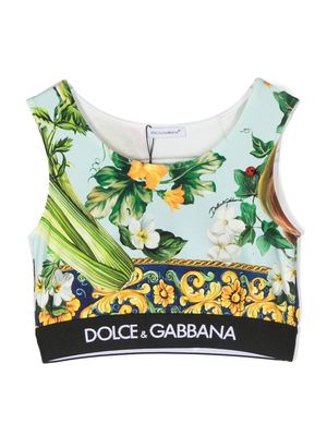 Dolce & Gabbana Kids logo-waistband vest top - Blue