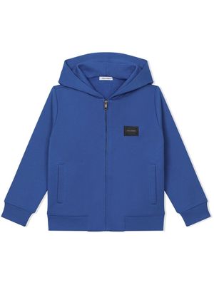 Dolce & Gabbana Kids logo zip-up hoodie - Blue