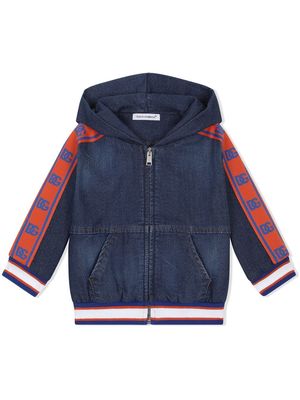 Dolce & Gabbana Kids long sleeve hooded jacket - Blue