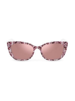 Dolce & Gabbana Kids Maiolica-print butterfly sunglasses - Pink