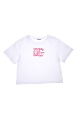 Dolce & Gabbana Kids' Majolica Logo Cotton Graphic T-Shirt in Optical White