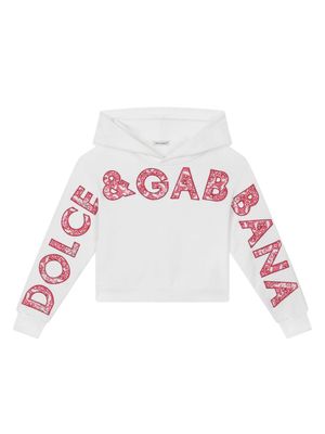 Dolce & Gabbana Kids Majolica-patch logo hoodie - White