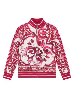 Dolce & Gabbana Kids Majolica-print bomber jacket - Red